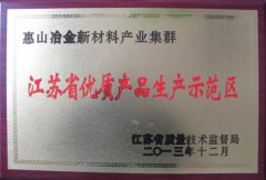 江苏省优质产品示范区铜牌